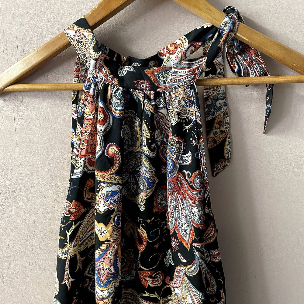 ‼️SOLD‼️SHEIN Vacay Black Paisley Halter Tie-Neck Dress - Picture 3 of 9